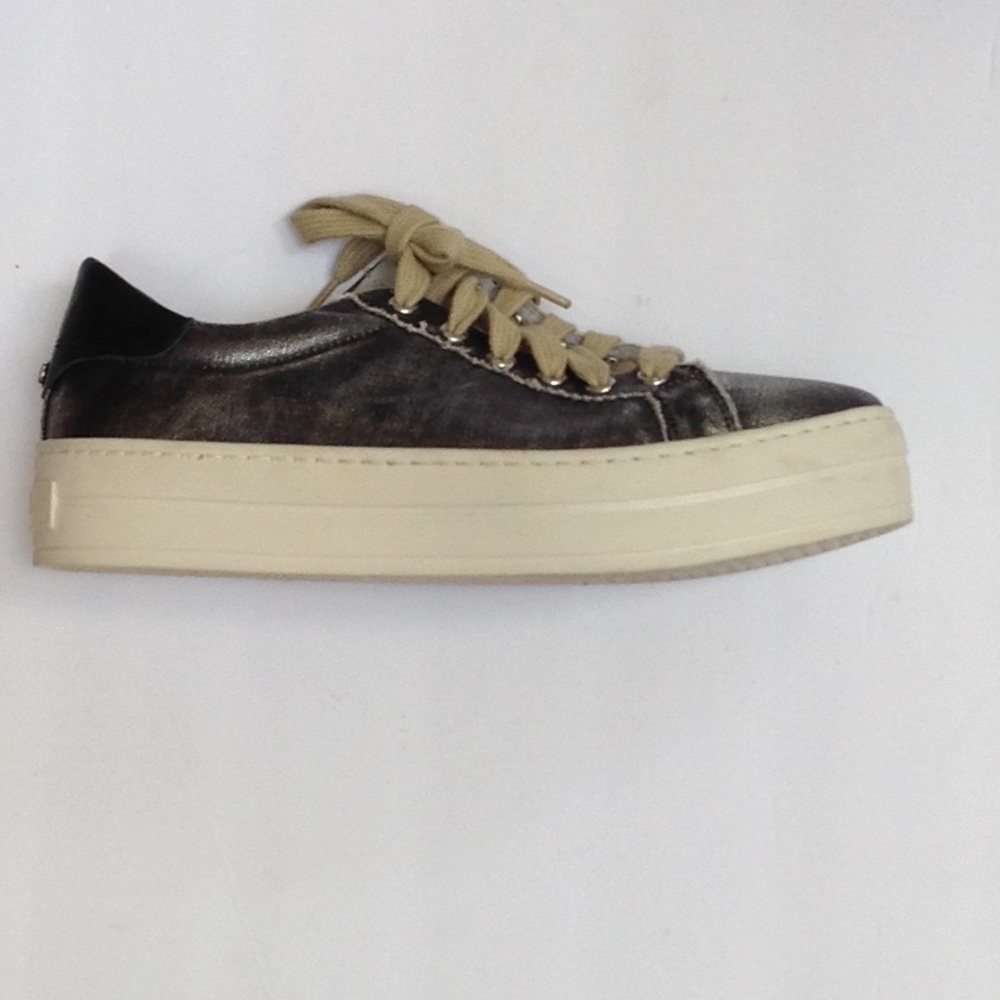 J/Slides Gray Metallic Canvas Platform Sneaker - image 2